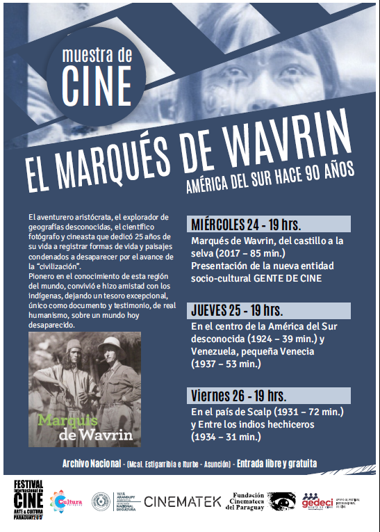 Muestra de cine “El Marqués de Wavrin – América del Sur hace 90 años” será proyectada en el Archivo Nacional imagen