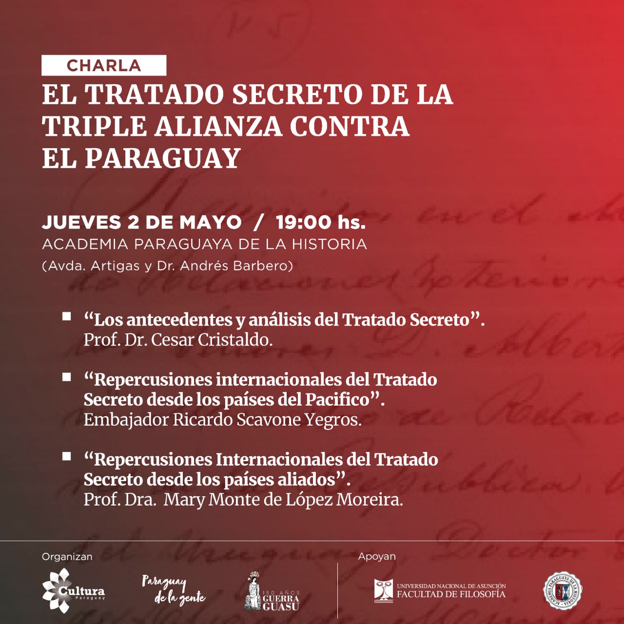 Realizarán conversatorio sobre “El Tratado Secreto de la Triple Alianza contra el Paraguay” imagen