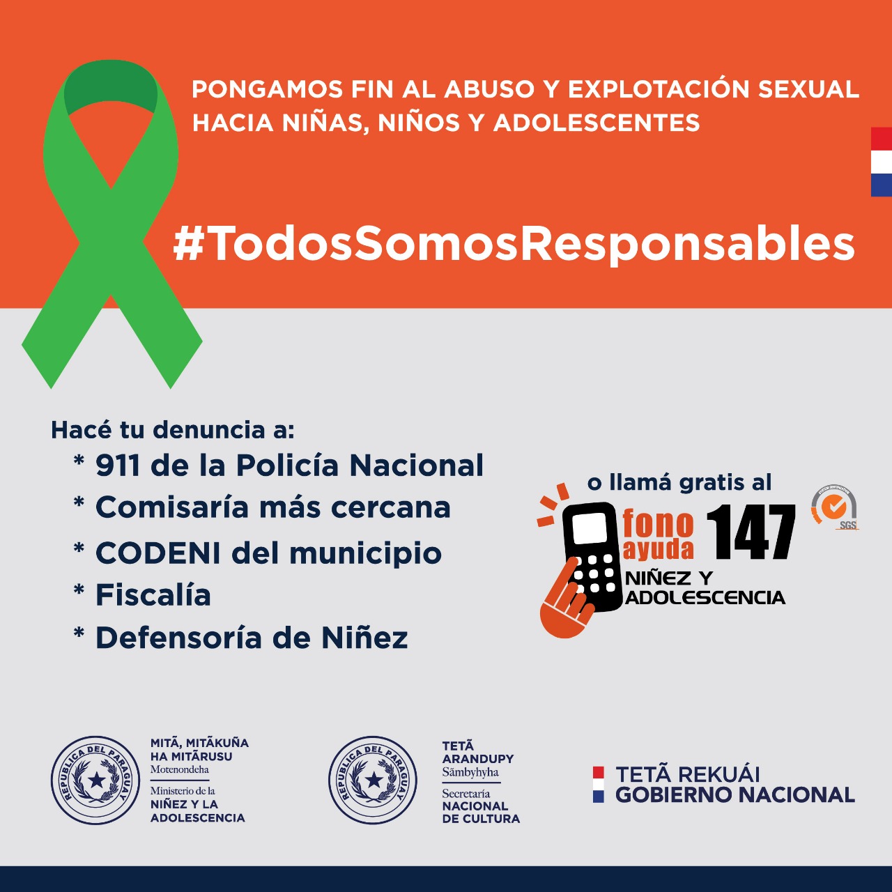 La SNC  se suma a la campaña #TodosSomosResponsables e insta a realizar las denuncias en caso de abuso a niñas, niños y adolescentes imagen