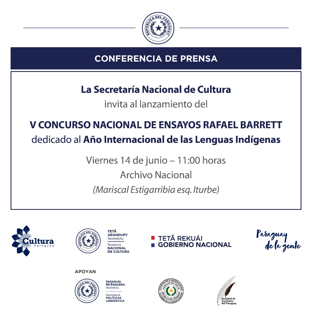 Conferencia de Prensa sobre el V Concurso Nacional de Ensayos Rafael Barrett imagen
