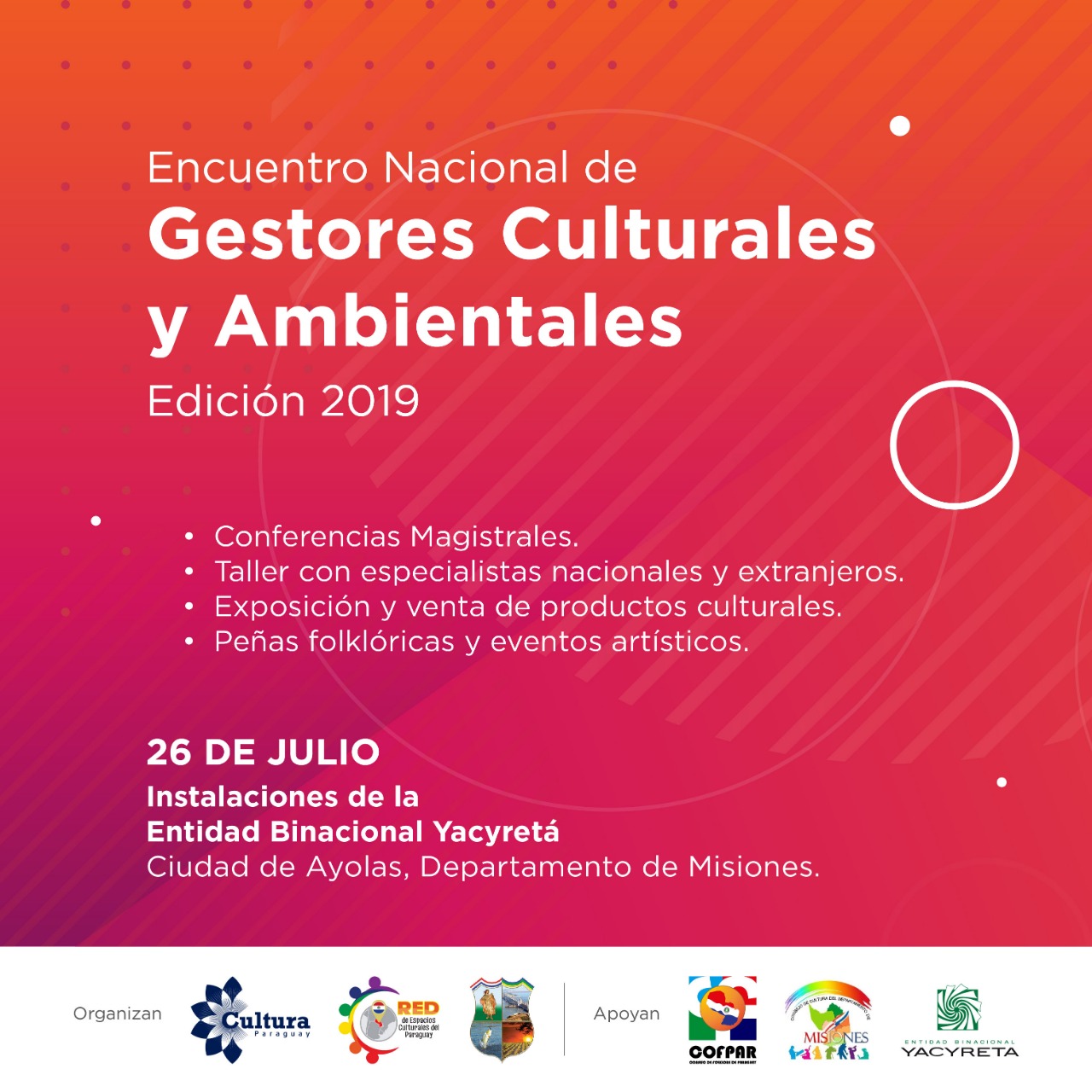 Realizarán en Ayolas el Encuentro Nacional de Gestores Culturales 2019 imagen