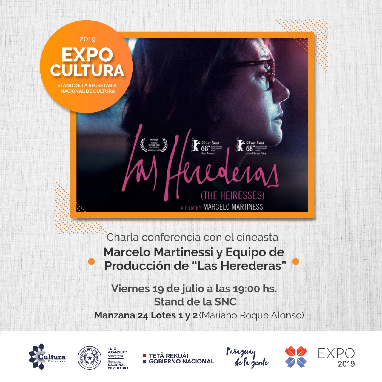 Marcelo Martinessi y equipo de producción de Las Herederas brindarán charla en Stand de la SNC en la Expo imagen