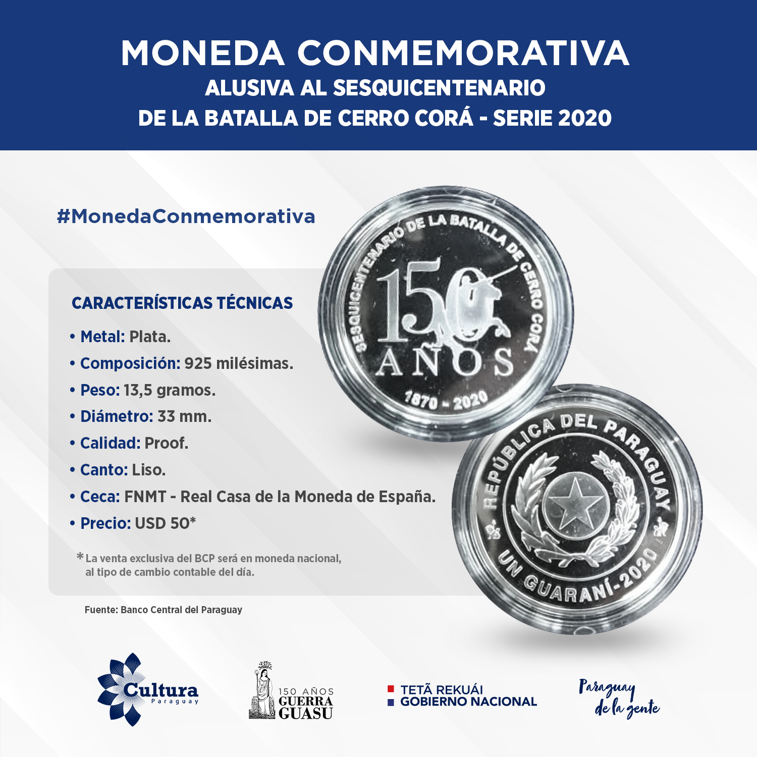 BCP lanza moneda conmemorativa por el Sesquicentenario de la Batalla de Cerro Corá imagen