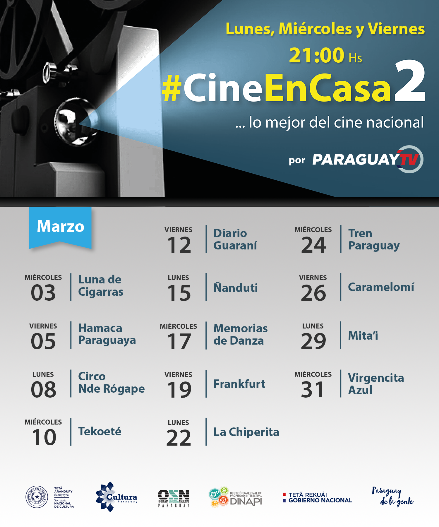 #CineEnCasa2 inicia hoy, en el marco del Festival Virtual Arte Vivo imagen