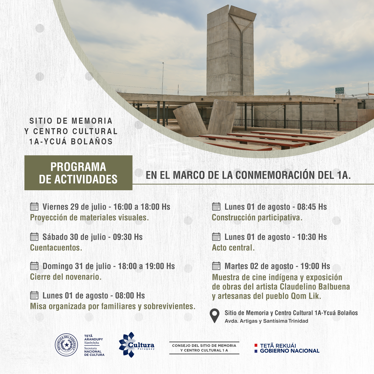 SNC invita a participar de las actividades de apertura del Sitio de Memoria y Centro Cultural 1A y conmemoración del 1A imagen