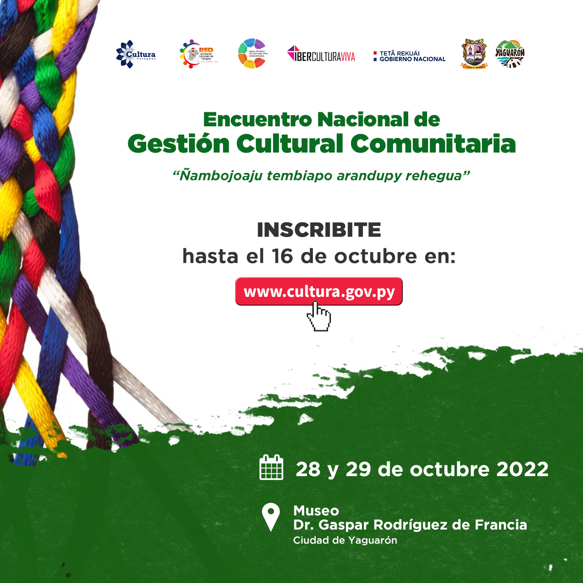 Se habilitan 80 plazas gratuitas para el Encuentro Nacional de Gestión Cultural Comunitaria del Paraguay imagen