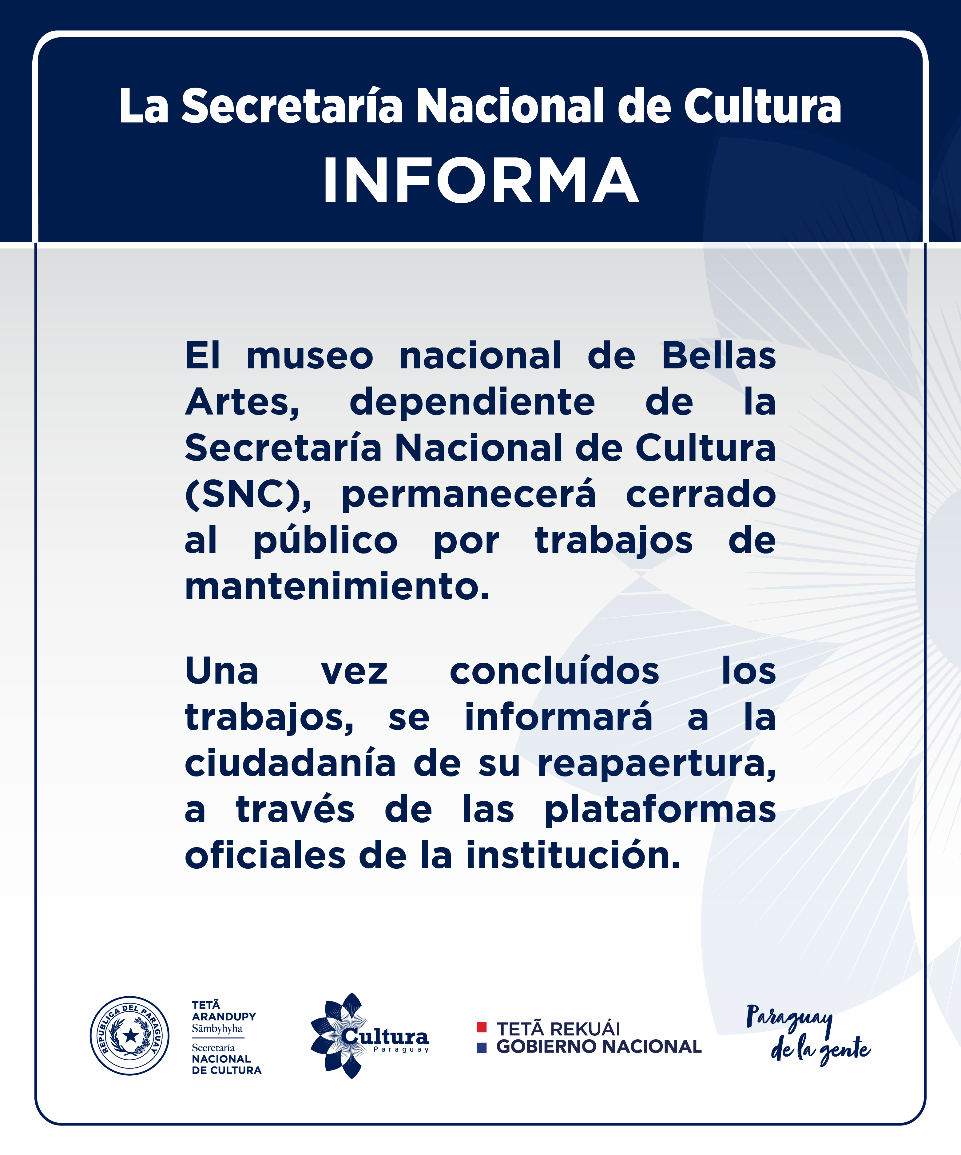 La Secretaría Nacional de Cultura informa imagen