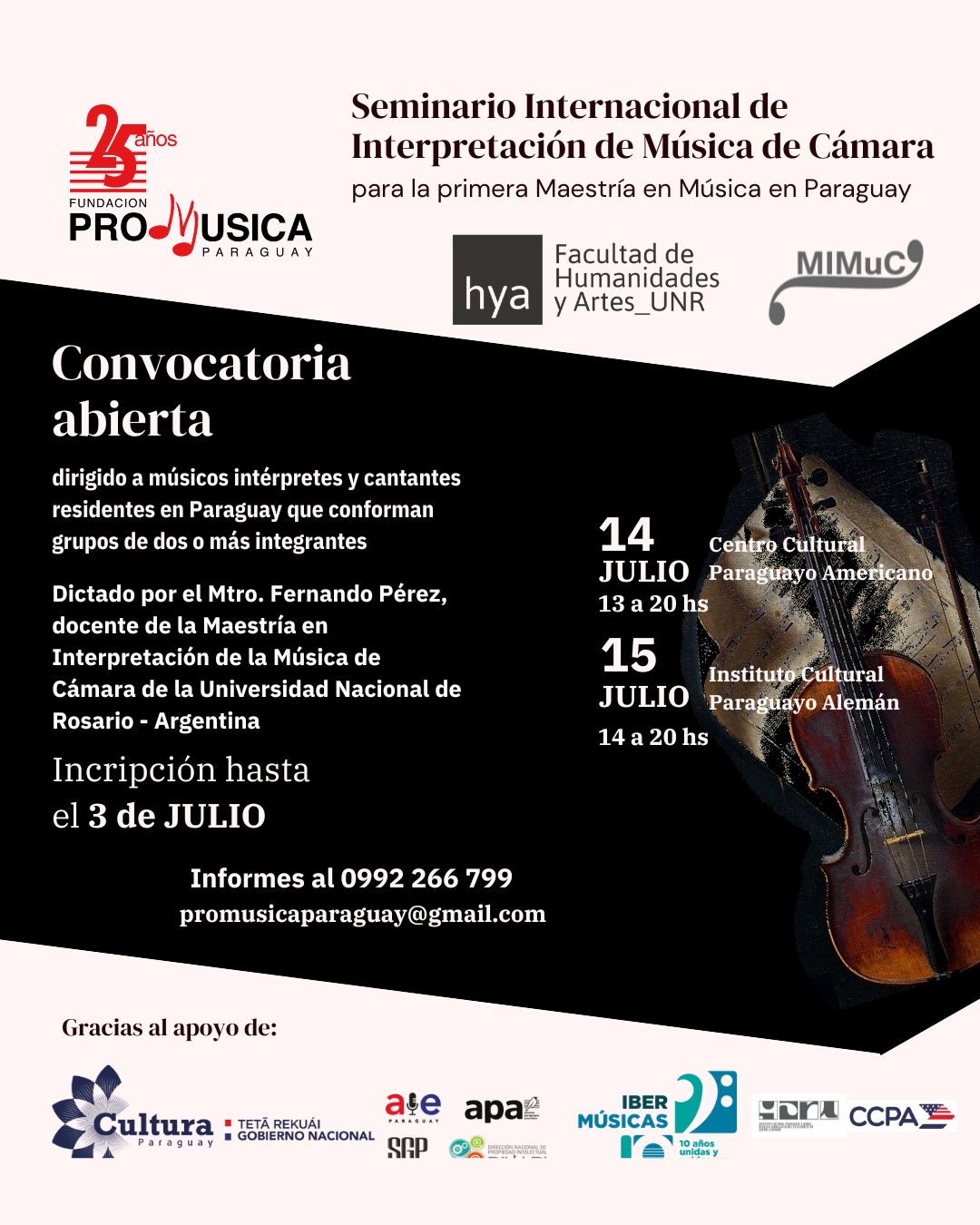Seminario gratuito para la primera Maestría de música en Paraguay abre inscripciones imagen