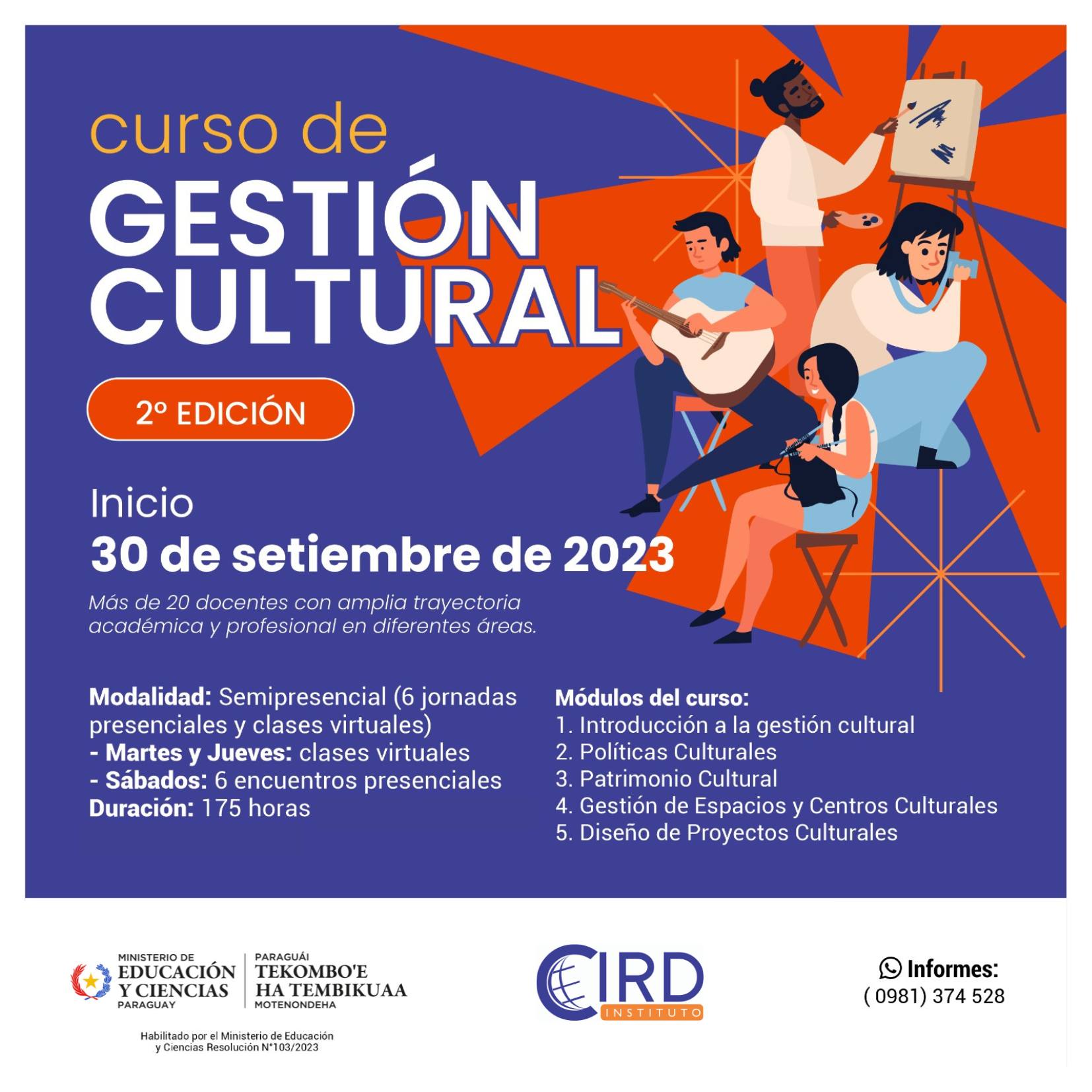 Llega la segunda edición del Curso “Gestión Cultural”, impartido por el CIRD con apoyo de la SNC imagen