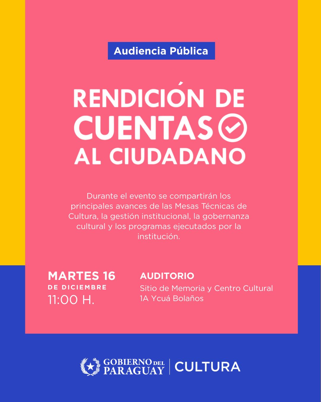 La Secretaría Nacional de Cultura invita a la Rendición de Cuentas 2025 en el marco del Consejo Nacional de Cultura imagen