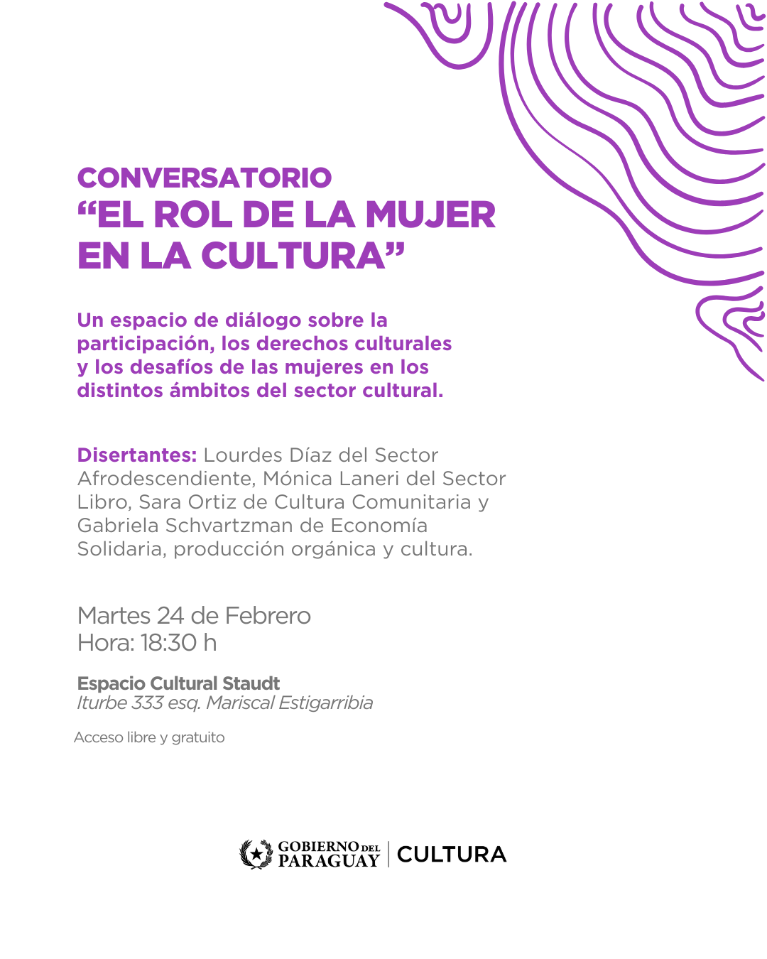 Cultura invita al conversatorio “El rol de la Mujer en la Cultura” por el Día de la Mujer Paraguaya imagen