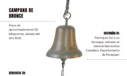 Alerta: Presunto robo de campana patrimonial en General Bernardino Caballero